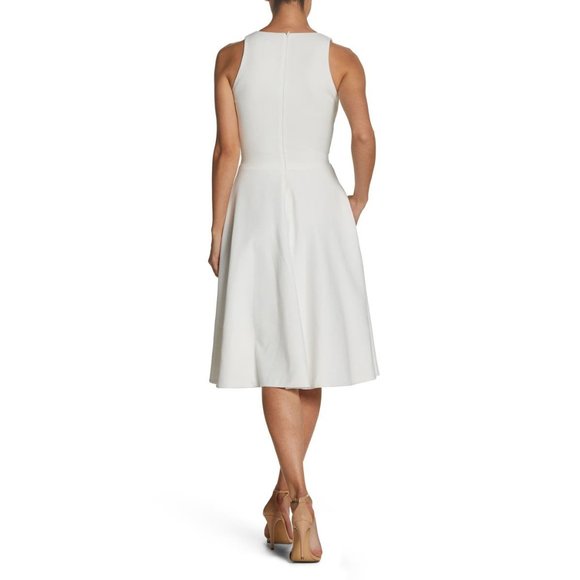 DRESS THE POPULATION Catalina Fit & Flare Dress Off White Small (4-6) NEW - Picture 2 of 8